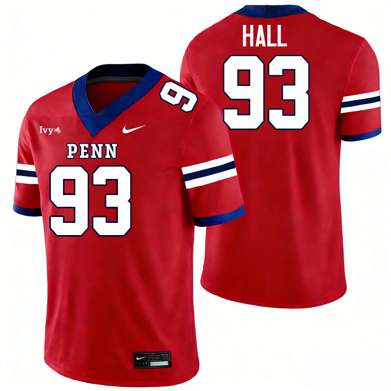 Pennsylvania Quakers #93 Raashed Hall College Football Jerseys,Uniforms Stitched-Red